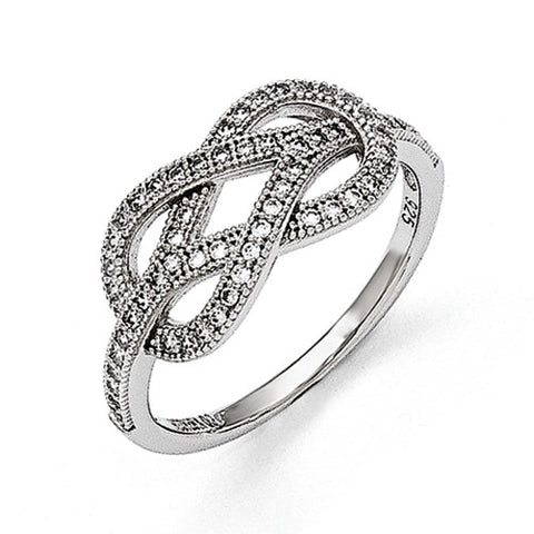 Sterling Silver & CZ Brilliant Embers Love Knot Ring