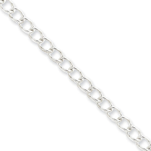 Sterling Silver Rhodium Plated Half Round Wire Curb Link Bracelet