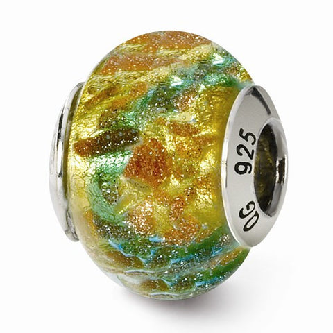 Sterling Silver Reflections Yellow/Blue/Gold Italian Murano Bead