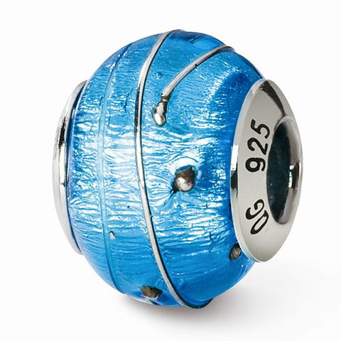 Sterling Silver Reflections Blue/Silver Italian Murano Bead