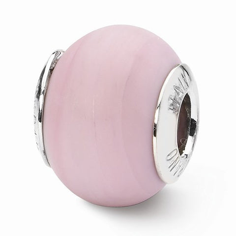 Sterling Silver Reflections Pink Matte Italian Murano Bead