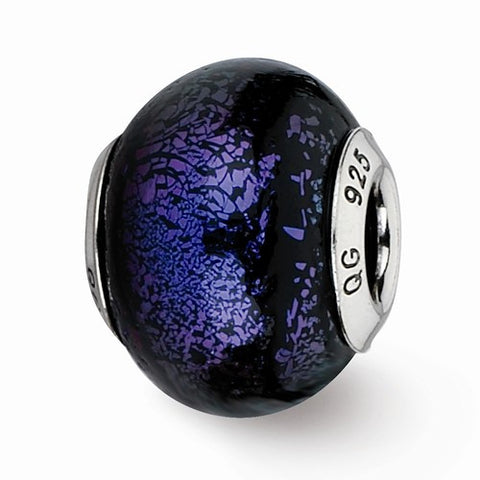 Sterling Silver Reflections Purple Italian Murano Glass Bead