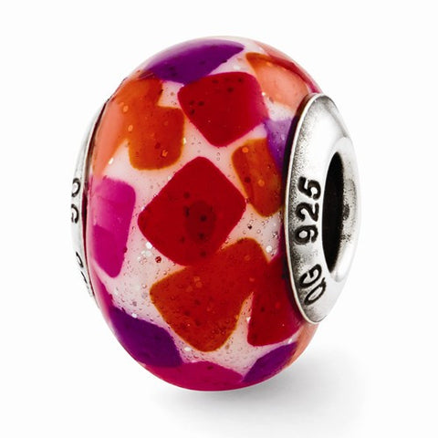 Sterling Silver Reflections Pink/Purple/Red Italian Murano Glass Bead