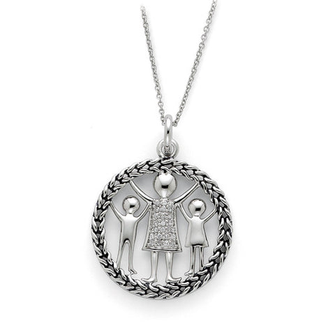 Sterling Silver Antiqued Knitted Together By Love Pendant Necklace