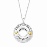 Sterling Silver Gold Plated Antiqued CZ I Love You More Daughter 18in. Necklace