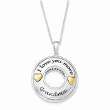 Sterling Silver Gold Plated Antiqued CZ I Love You More Grandma 18in. Necklace