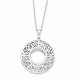 Sterling Silver Gold Plated Antiqued CZ I Love You More Mother 18in. Necklace