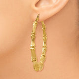 14k Polished Bamboo Hoop Earrings