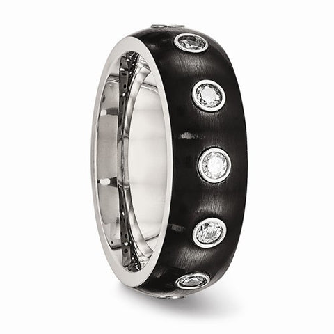 Stainless Steel Black Ion Plated Cubic Zirconia Inlay Band