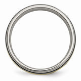 Titanium Grooved 14k Yellow Inlay 6mm Brushed And Antiqued Band