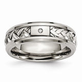 Titanium/Sterling Silver Inlay Polished 1pt. Diamond 7mm Band