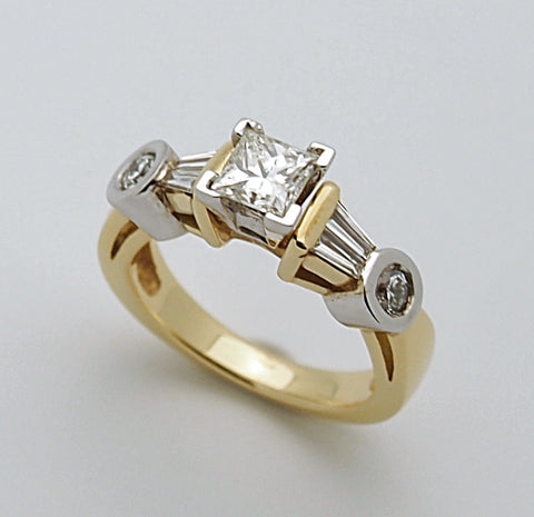 18k Two Tone Gold Diamond Engagement Ring